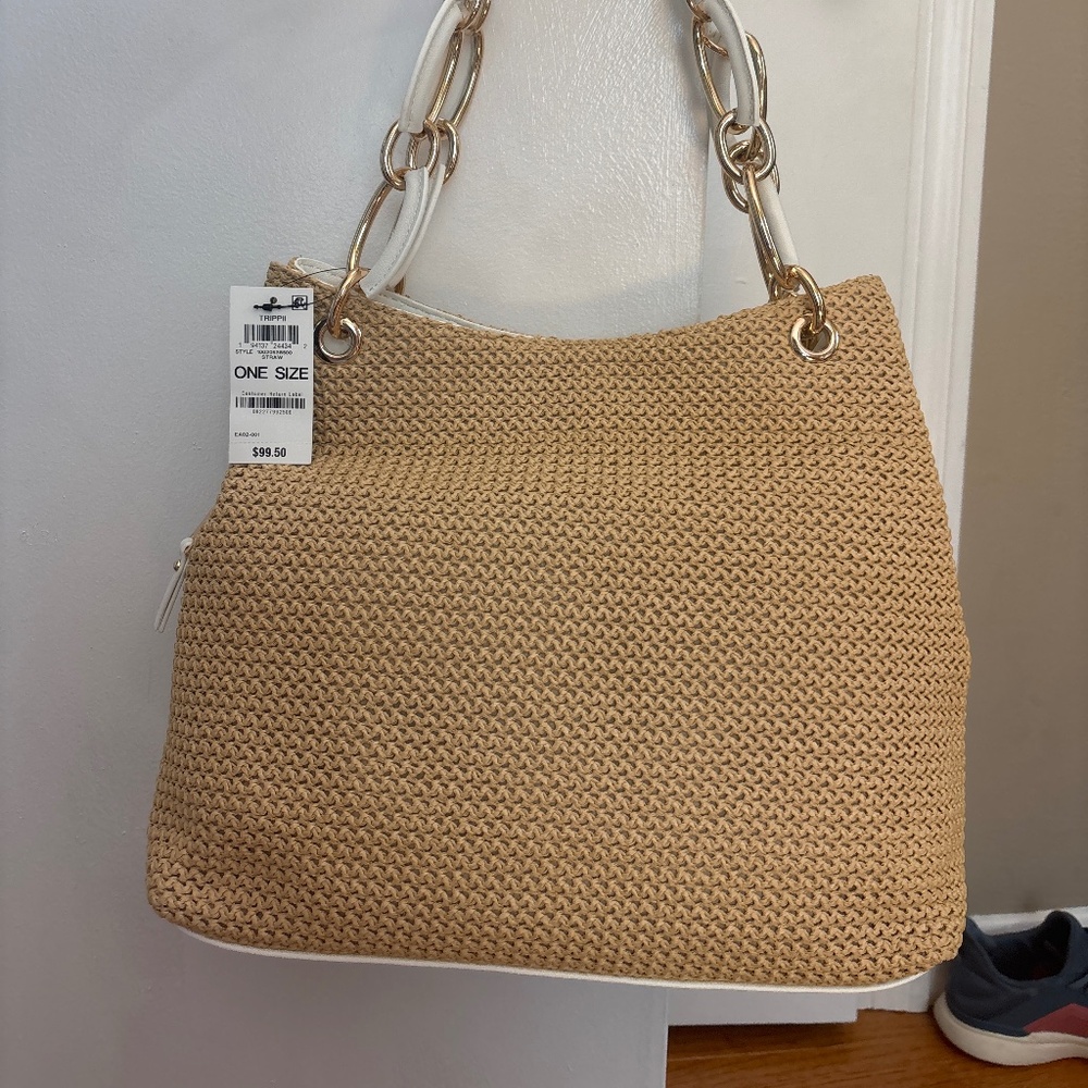 Never worn!!! INC white and raffia large purse